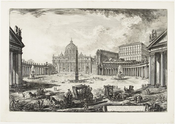 5. Giovanni Battista Piranesi, Gezicht op het Sint-Pietersplein te Rome, 1772, Museum Boijmans Van Beuningen, Rotterdam.jpg