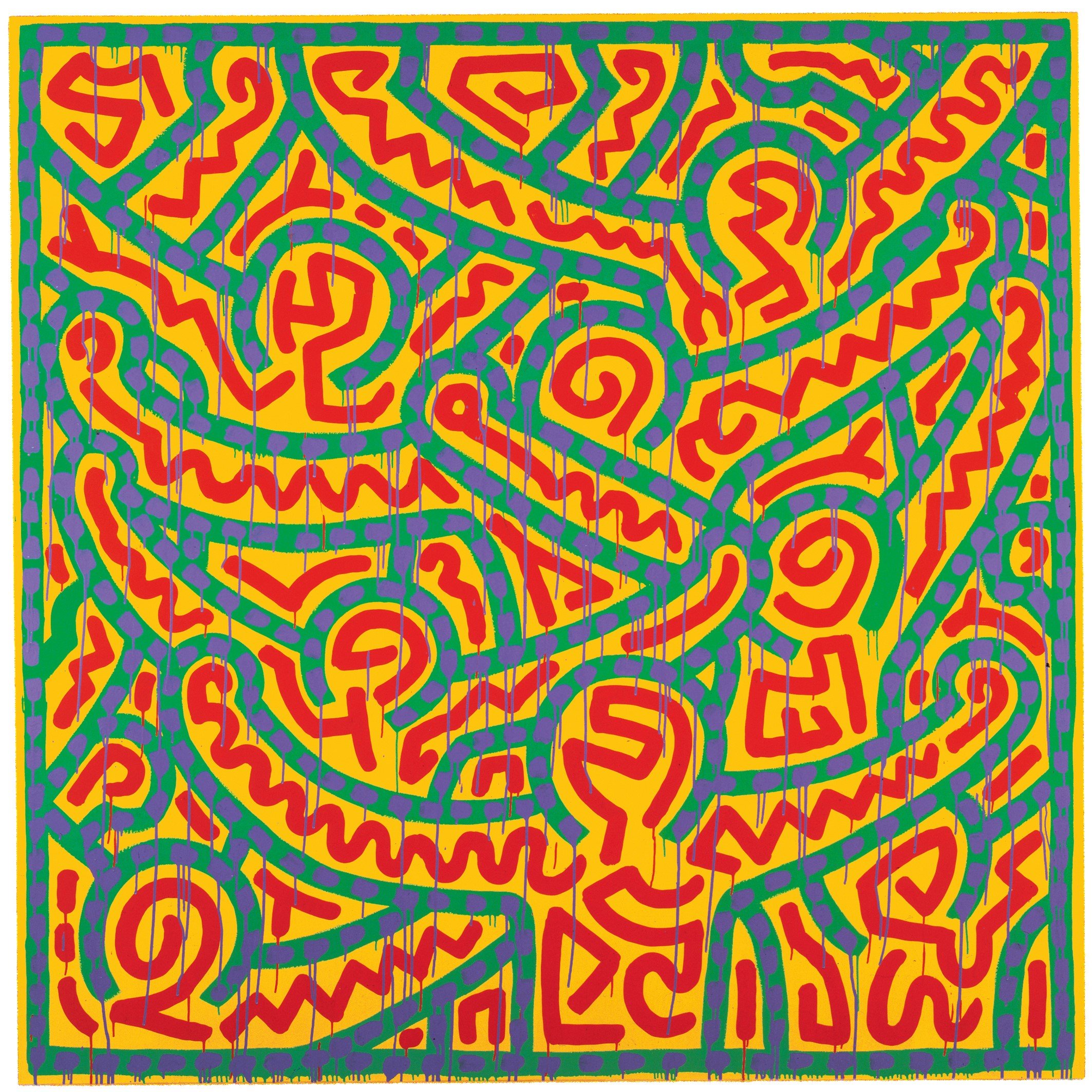 Untitled, 1989. Acrylic and enamel on canvas, 183 x 183 cm. ©Keith Haring Foundation Keith Haring uit folder.jpg