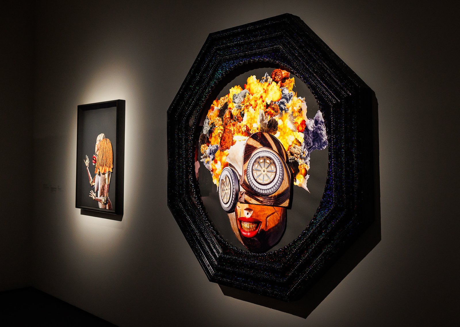 Collages van Rashaad Newsome in de tentoonstelling In the Black Fantastic. Foto Fred Ernst Opening In the Black Fantastic, Kunsthal Rotterdam 19 november 2022, foto Fred Ernst (46).jpg
