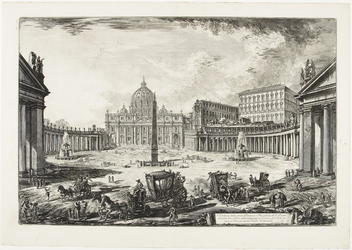 Giovanni Battista Piranesi, Gezicht op het Sint-Pietersplein te Rome, 1772 Collectie Museum Boijmans Van Beuningen, Rotterdam 5. Giovanni Battista Piranesi, Gezicht op het Sint-Pietersplein te Rome, 1772, Museum Boijmans Van Beuningen, Rotterdam.jpg