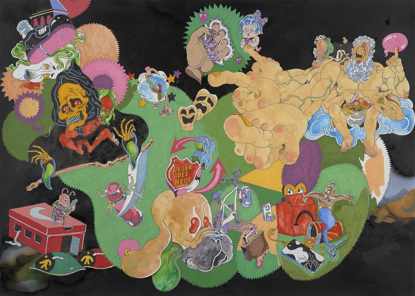 Collage About the Nocturnal Life of Homeless People in Rotterdam, as Imagined Through an Associative Collage. Pen drawing, watercolour paint, and acrylic paint markers. Steef Offerhaus, 2026 07_Steef Offerhaus_2026_LR.jpg