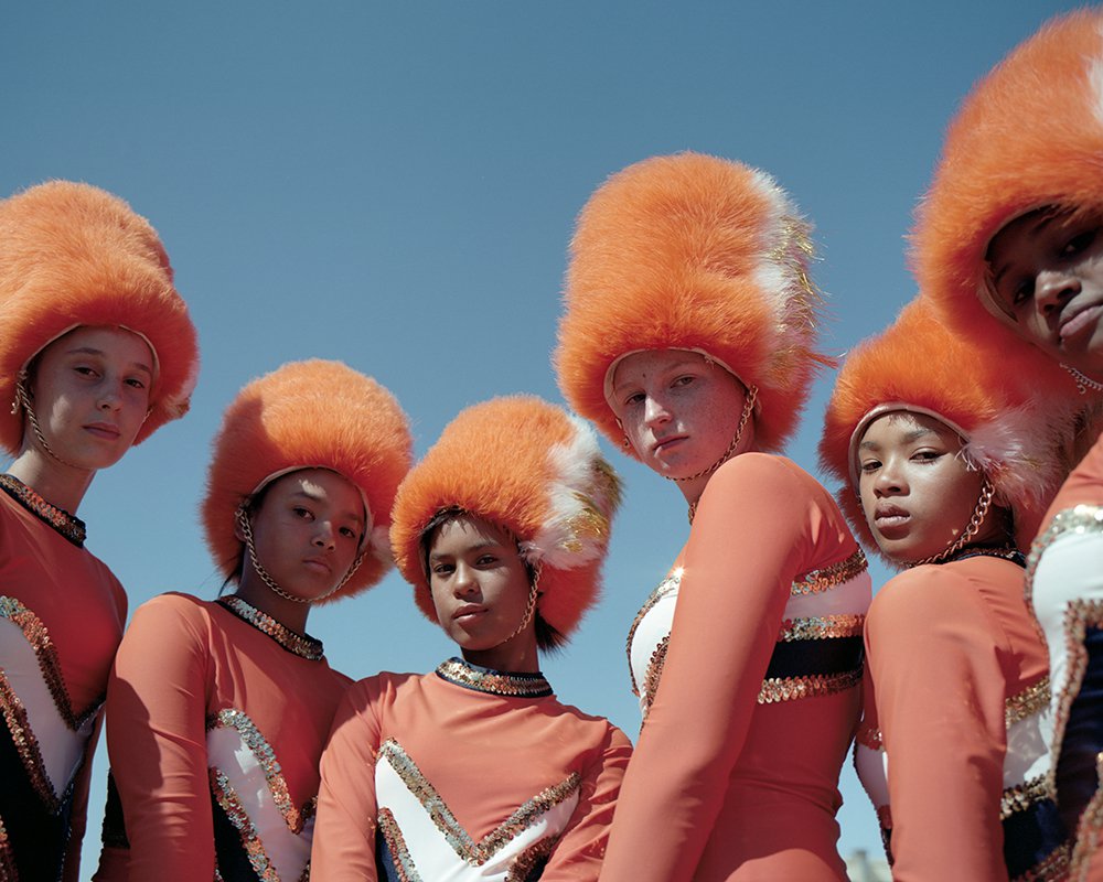 Chloe Heydenrych, Paige Titus, Ashnique Paulse, Elizabeth Jordan Tammy Baantjies and Cleo de Kock Durbanville, Fairmont High School Majorettes Cape Town, South Africa, 2018. Photo © Alice Mann. Courtesy AFRONOVA GALLERY 8. Chloe Heydenrych, Paige Titus, Ashnique Paulse, Elizabeth Jordan and Cleo de Kock, Cape Town, South Africa, 2018.jpg
