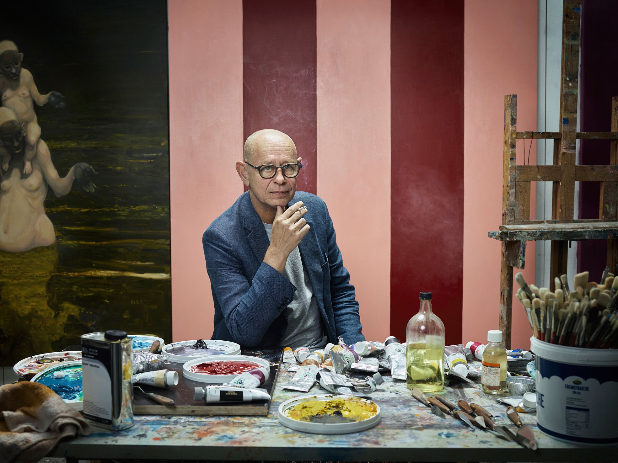 Michael Kvium in zijn atelier, 2016 08- Michael Kvium in atelier, 2016.jpg
