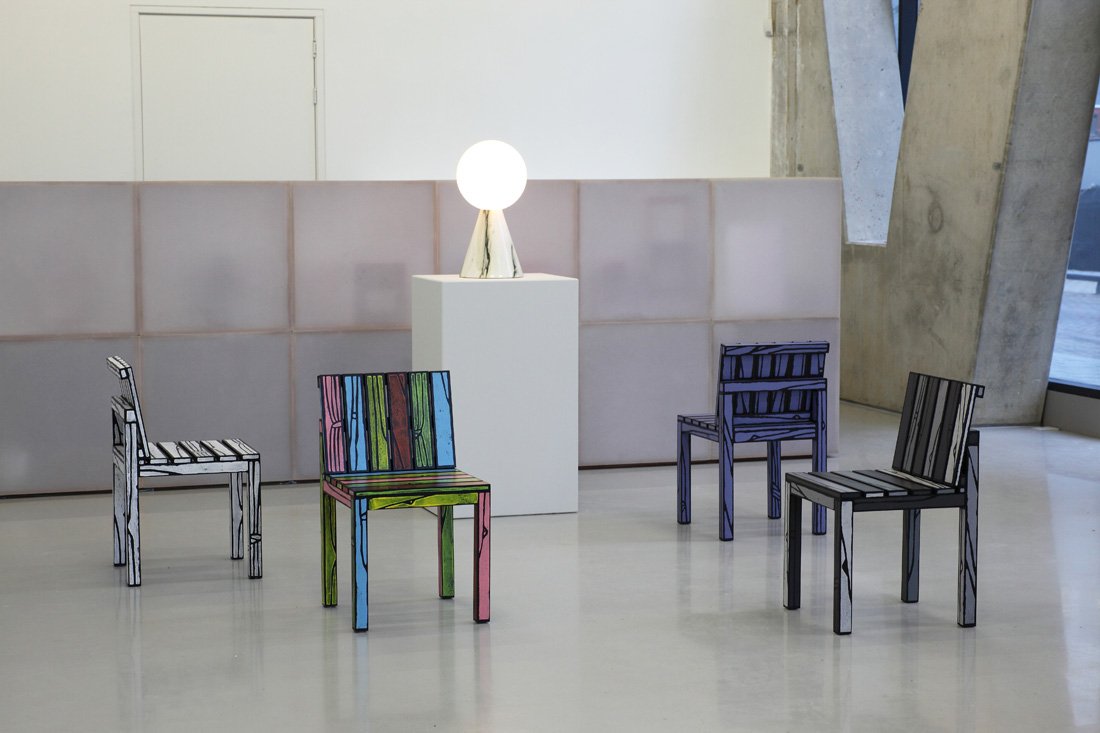 Richard Woods & Sebastiaan Wrong Overview exhibition with Logo Chairs , 2013 09_WoodsWrong_Chairs_Galerie_VIVID_LR2.jpg