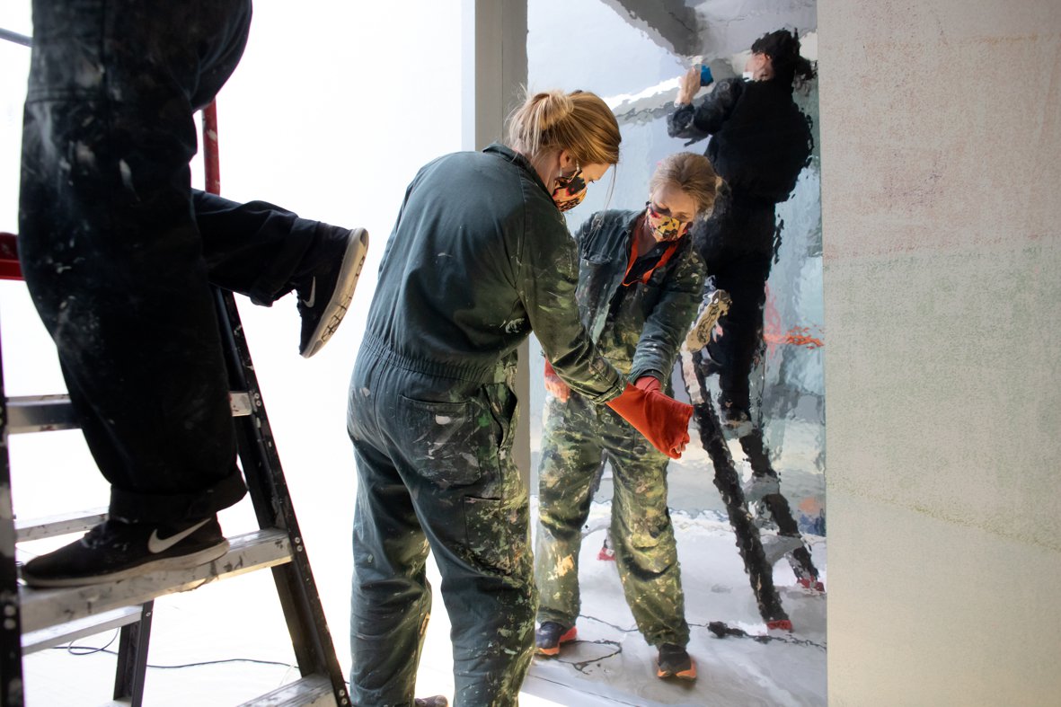 Marleen Sleeuwits working in the Kunsthal. Photo: Bas Czerwinski 210127-SLEEUWITS-LOWRES-005.JPG