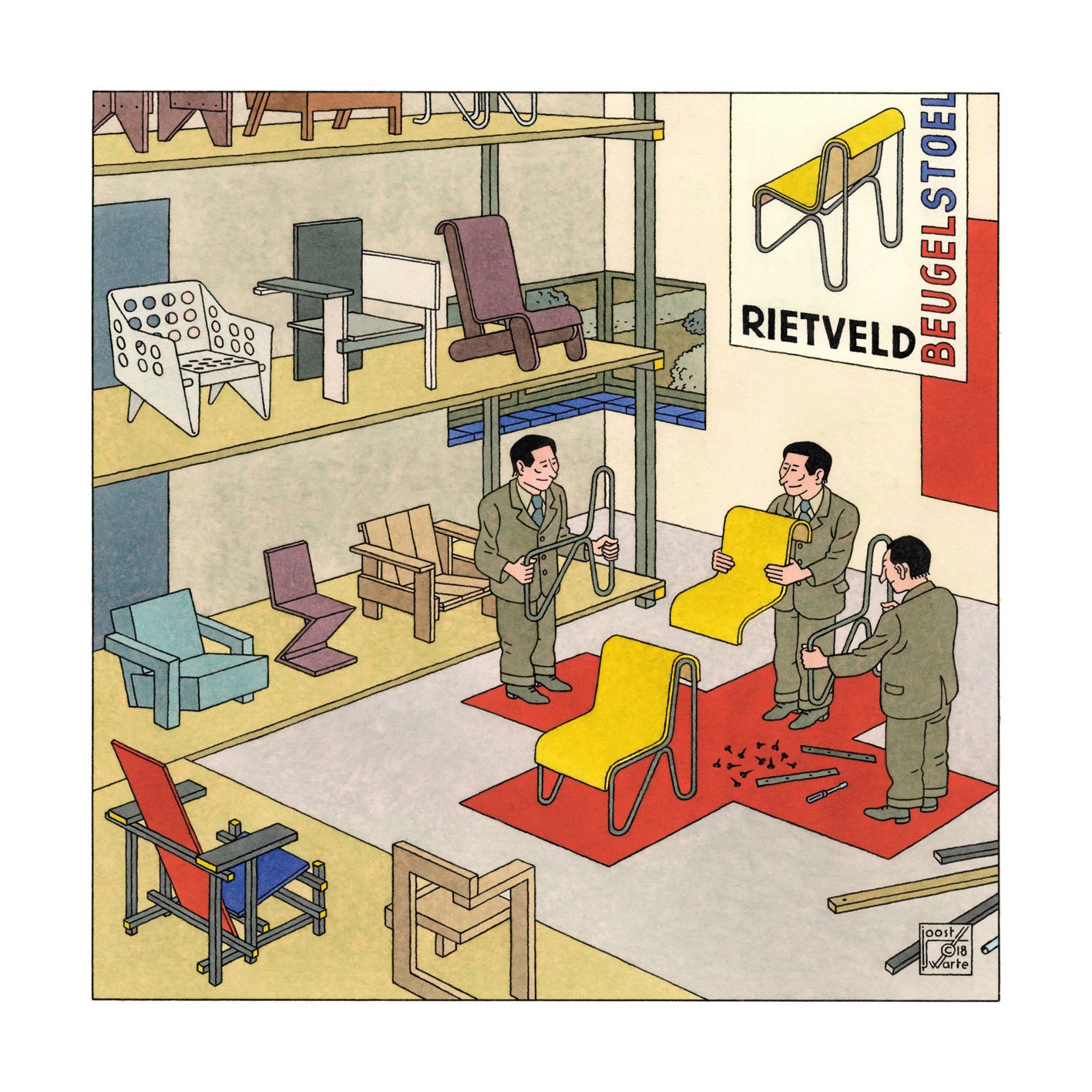 Rietveld Beugelstoel, Milaan 2018, copyright ©Joost Swarte 3. Rietveld Beugelstoel_Joost Swarte_2018_LR.jpg