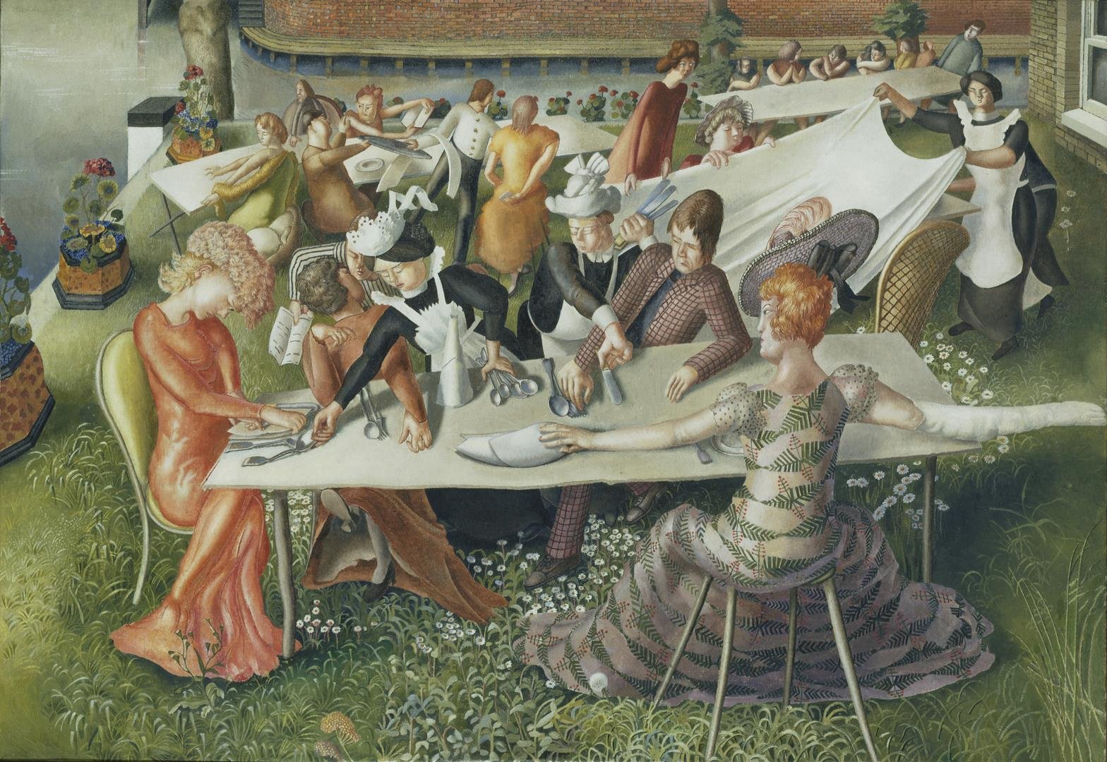 Dinner on the Hotel Lawn, 1956-7 8. Stanley Spencer, Dinner on the Hotel Lawn, 1956-7, oil on canvas, 94.9 x135.9 cm - LR.jpg