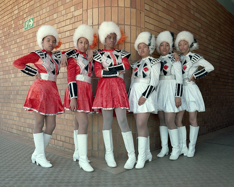 Faheema Ali, Zenobia Mohammed, Zoey Harris, Nikita Anderson, Britney Vilander and Raeesah Adams Sophiatown Majorettes Club Johannesburg, South Africa, 2018. Photo © Alice Mann. Courtesy AFRONOVA GALLERY. 2. Faheema Ali, Zenobia Mohammed, Zoey Harris, Nikita Anderson, Britney Vilander and Raeesah Adams, Johannesburg, South Africa, 2018.jpg