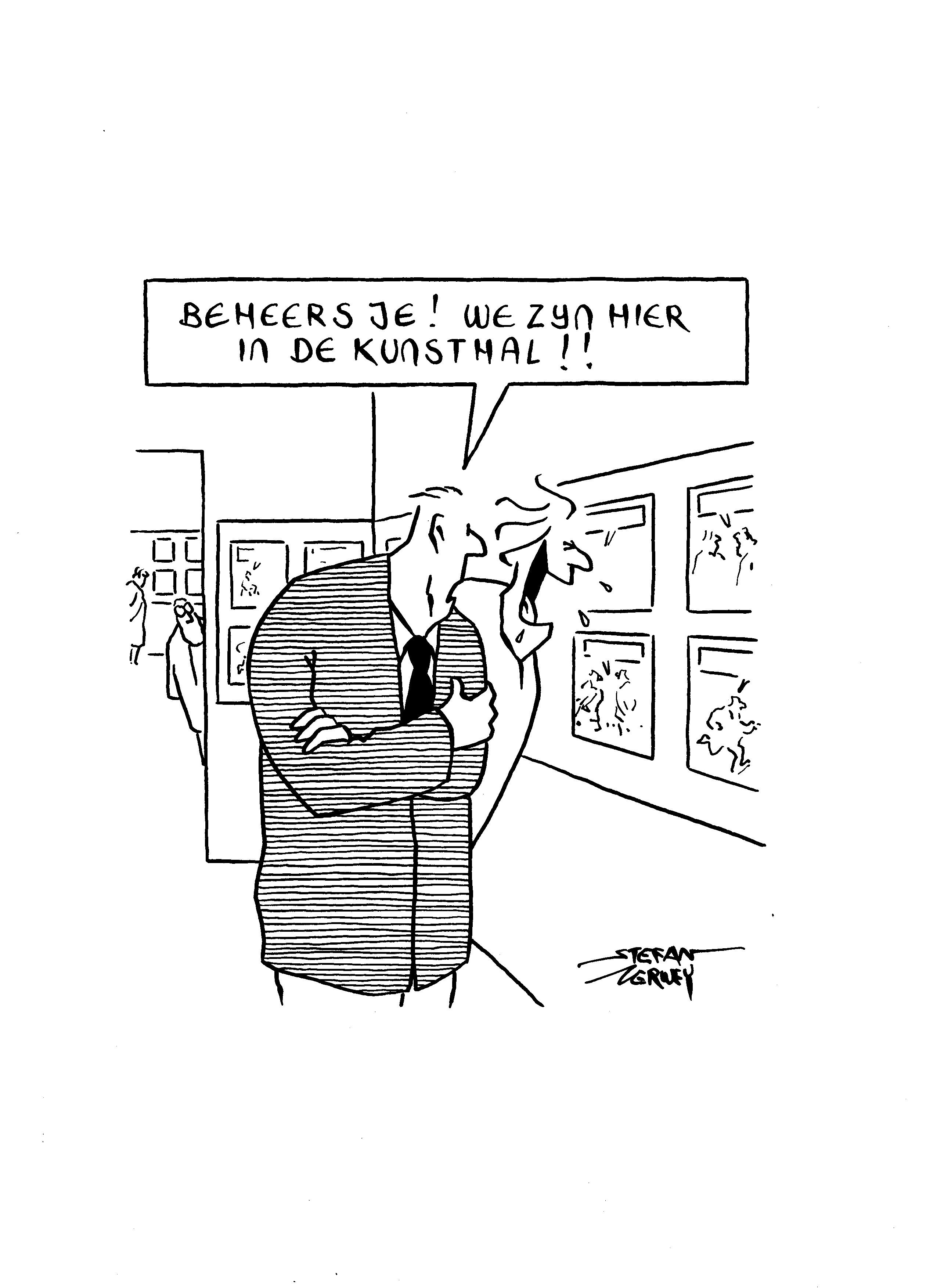 Beheers je! we zijn hier in de Kunsthal, tekening Stefan Verwey Beheers je! we zijn hier in de Kunsthal, tekening Stefan Verwey.jpg