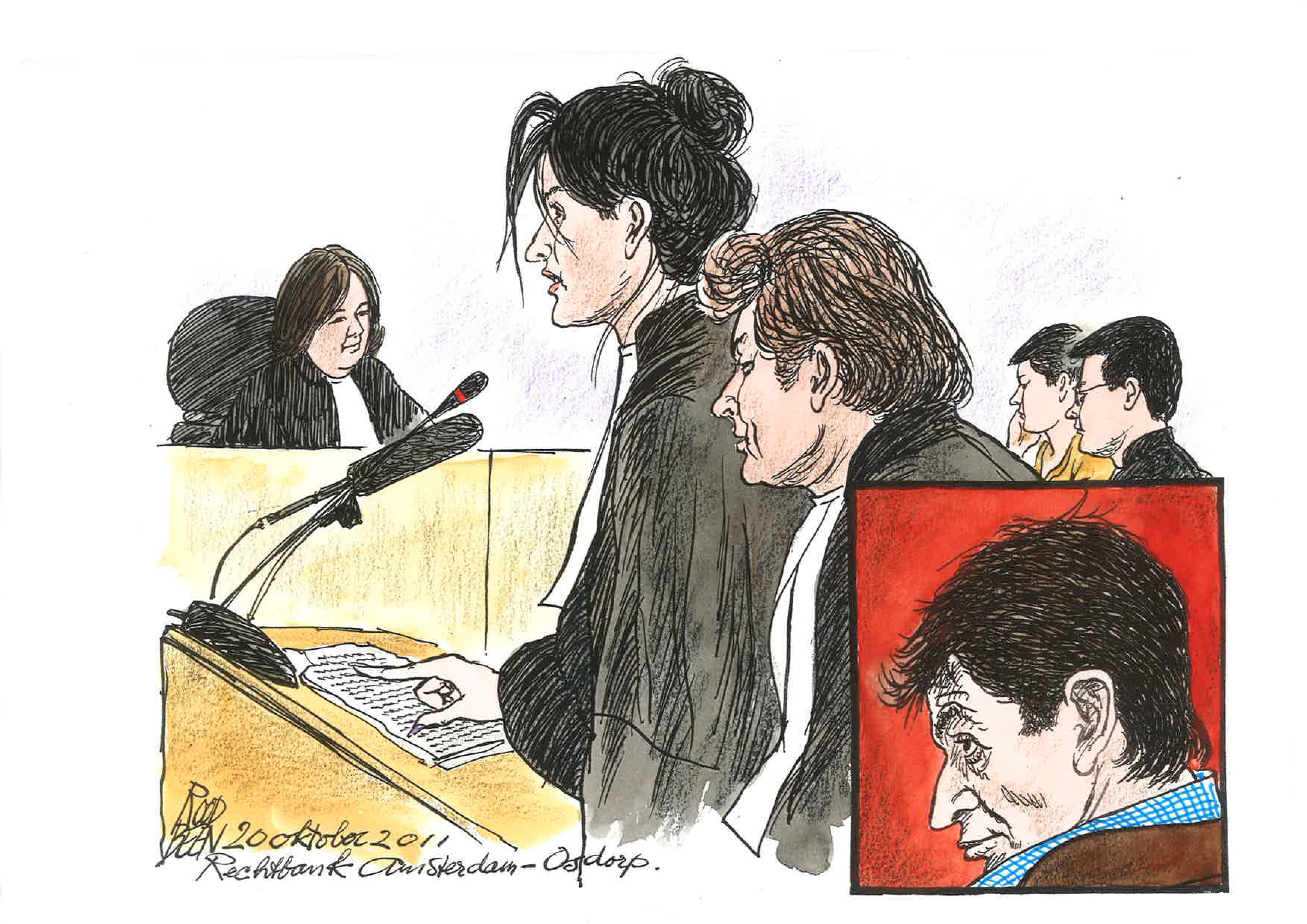 20 oktober 2011, Rechtbank Amsterdam-Osdorp, Holleeder 03_ChrisRoodbeen_Holleeder_Rechtbanktekeningen_Kunsthal_Rotterdam.jpg