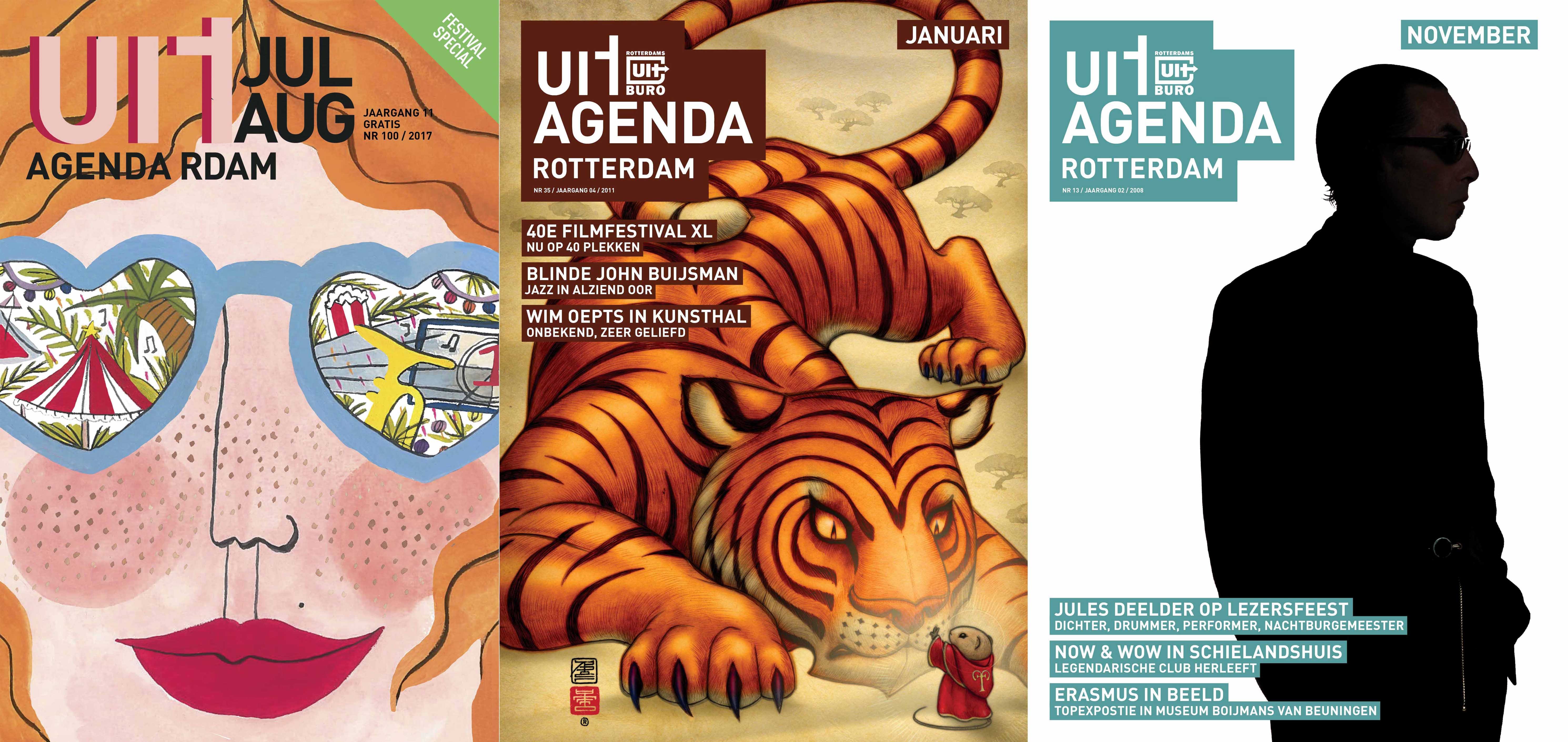 Image left to right: 100e cover zomer 2017, Charlotte van Alfen (WdKA) | IFFR door Raoul Deleo | Jules Deelder door Lenny Oosterwijk versie3websiteheader3fotos.jpg