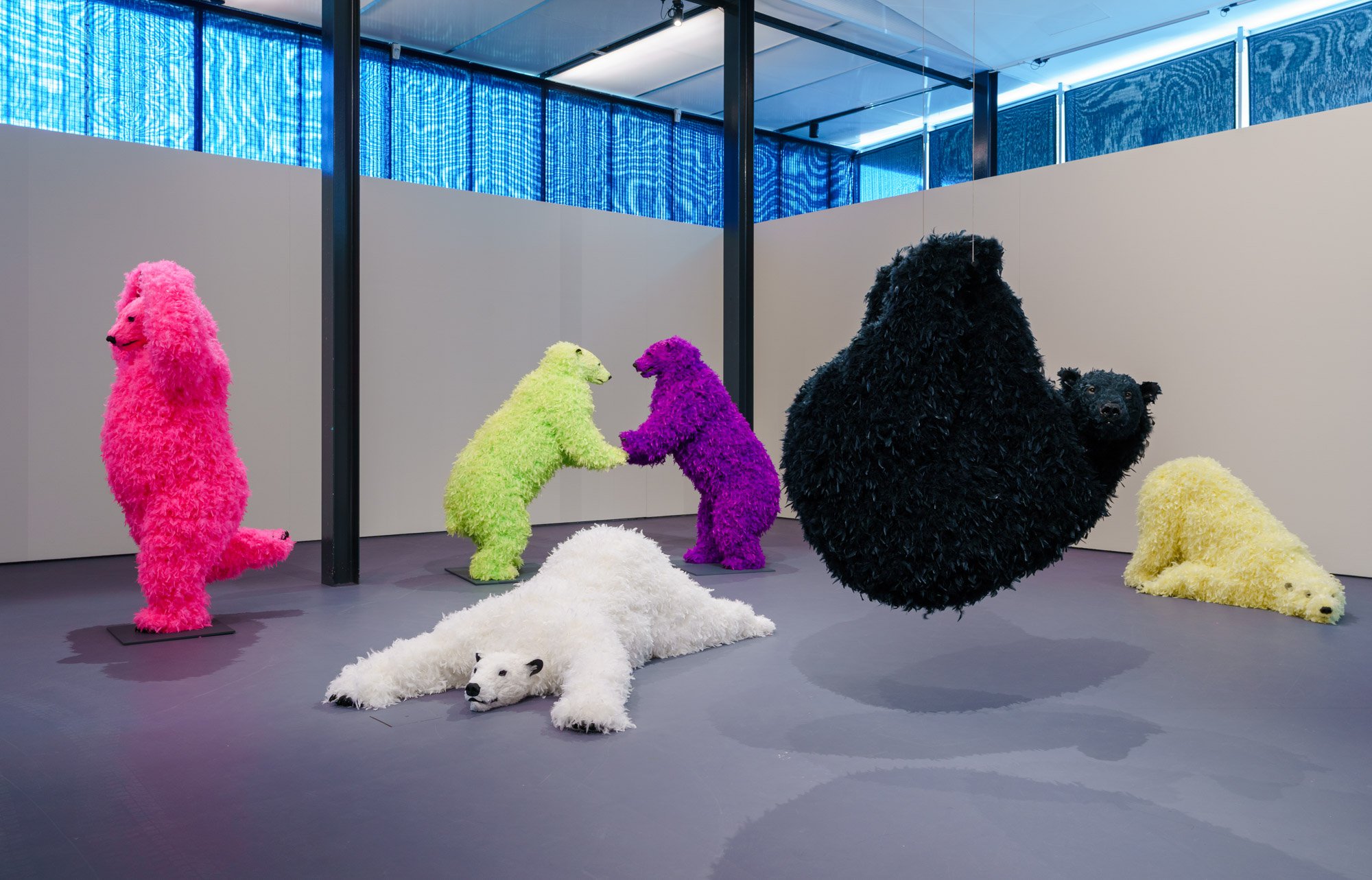 Diverse werken van Paola Pivi in de tentoonstelling We Are Animals, Kunsthal Rotterdam 2021, foto: Marco De Swart We Are Animals_KunsthalRotterdam_FotoMarcoDeSwart_LR (1).JPG