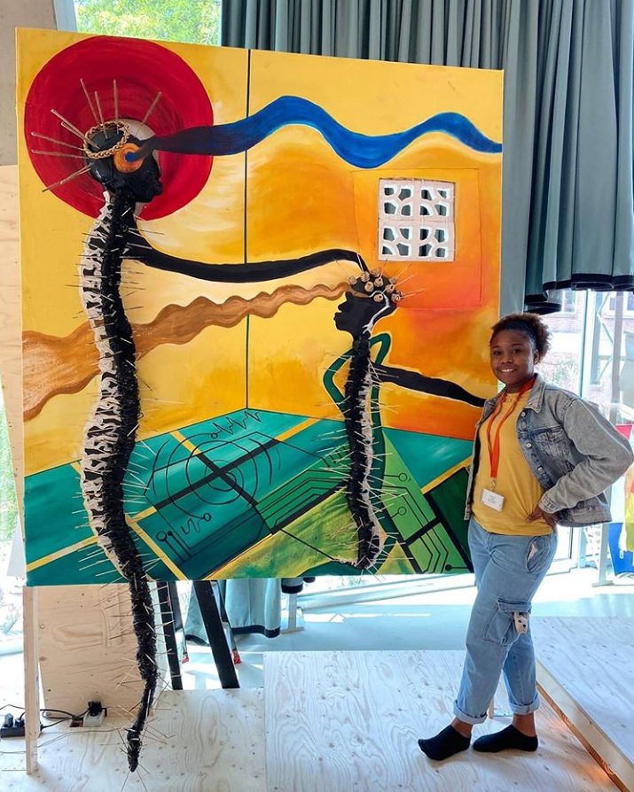 Eugenie Boon in front of her work 'Ripening Process' eugenie boon.png