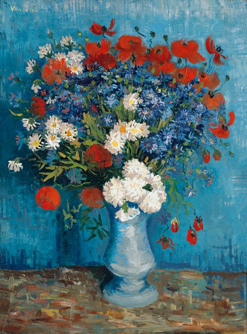 Vincent van Gogh, Vaas met Korenbloemen, madeliefjes, papaver en anjers, 1886-87 02) Vincent van Gogh, Vaas met Korenbloemen, madeliefjes, papaver en anjers, 1886-87.jpg