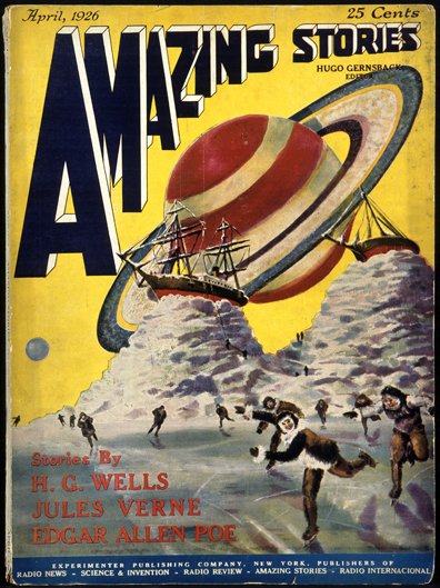 Magazine cover Amazing Stories (April 1926) #1, Agence Martienne. Courtesy coll. Maison d'Ailleurs/Agence Martienne 21. Amazing Stories (April 1926) #1, Agence Martienne, Courtesy coll. Maison d'Ailleurs Agence Martienne..jpg