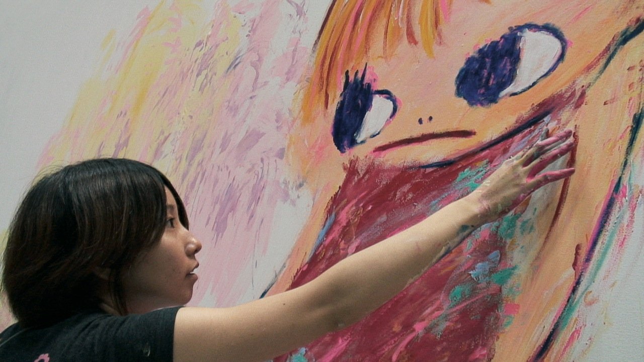 Ayako Rokakku aan het werk, 2009. Foto: Nico Delaive 1. Ayako Rokkaku aan het werk, foto Nico Delaive, 2009.JPG